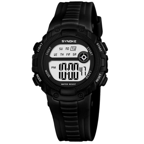 Synoke Montre Électronique Multifonctionnelle Montre-Bracelet À Affichage Numérique Étanche (Noir)