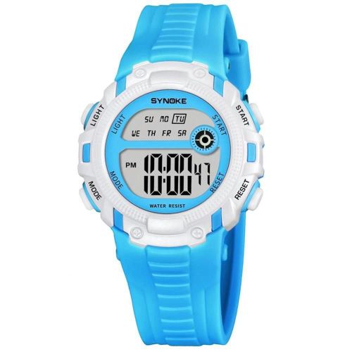 Synoke Montre Électronique Multifonctionnelle Montre-Bracelet À Affichage Numérique Étanche (Bleu)