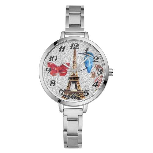 Gaiety Femmes Eiffel Serviette Cadran Bracelet En Alliage Fin Quartz Montre Analogique Robe Montre-Bracelet (Argent)
