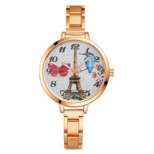 Gaiety Femmes Eiffel Serviette Cadran Fine Alliage Bracelet Quartz Montre Analogique Robe Montre-Bracelet (Or Rose)