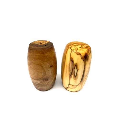 Set De 2 Salières Et Poivrières Tonneau En Bois D'Olivier