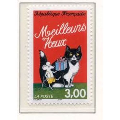 Meilleurs Voeux Du Facteur Avec Chat Et Souris Année 1997 N° 3123 Yvert Et Tellier Luxe