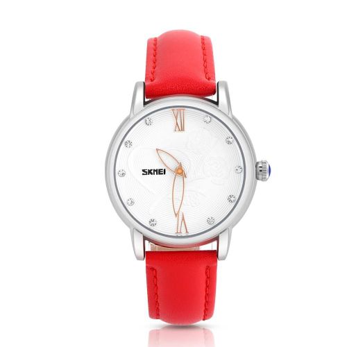Étanche Femmes Femme Quartz Analogique Montre Bracelet Cuir Montres-Bracelets (Rose & Rouge Bracelet)