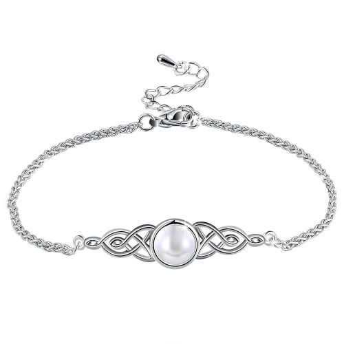 Femmes À La Mode Dame Chaîne Bracelet Platine Plaqué Bijoux Décoration De Perles En Plastique