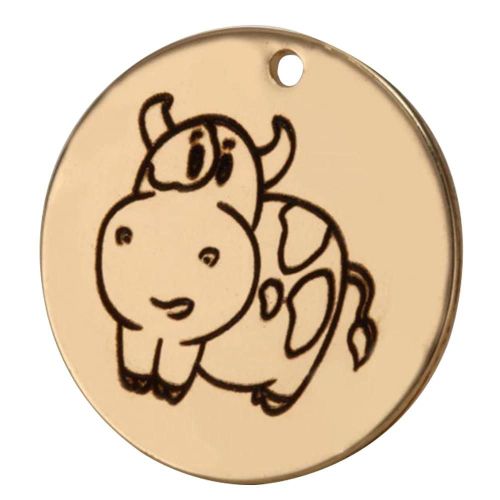 G0035 Bricolage Bijoux Accessoire Animal Perdu Vache Acier Inoxydable Collier Pendentif (Or)