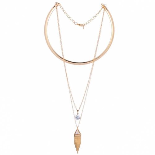 Femmes Nouvelle Mode Belle Simple Cristal Pompon Pendentif Collier Alliage Chaîne De Cou