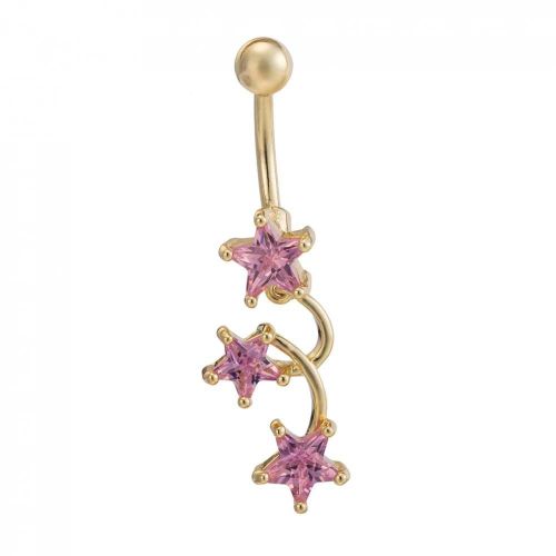 Étoiles En Forme De Ventre Nombril Bague Zircon En Acier Inoxydable Corps Piercing Bijoux(Rose)