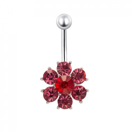 Fleur Chromatique Ventre Nombril Bague Zircon Acier Inoxydable Corps Piercing Bijoux (Multicolore)