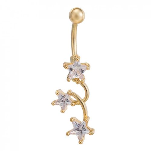 Étoiles En Forme De Ventre Nombril Bague Zircon En Acier Inoxydable Corps Piercing Bijoux (Blanc)