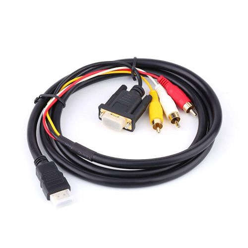 Câble adaptateur 1,5 m HDMI mâle vers VGA 3 Câble adaptateur RCA 1080P Conversion audio AV Transfert de données
