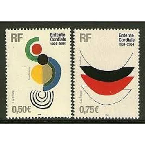 Centenaire De L'Entente Cordiale Oeuvres De Sonia Delaunay Et Terry Frost La Paire Émission Commune France/Grande Bretagne Année 2004 N° 3657 3658 Yvert Et Tellier Luxe