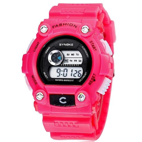 Synoke Montre Électronique Multifonctionnelle Montre-Bracelet Sport À Affichage Numérique Étanche (Rose)