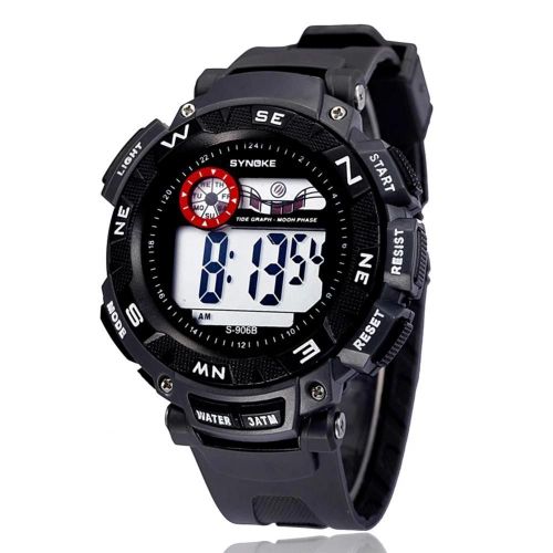Synoke Montre Électronique Multifonctionnelle Montre-Bracelet Sport À Affichage Numérique Étanche (Noir)