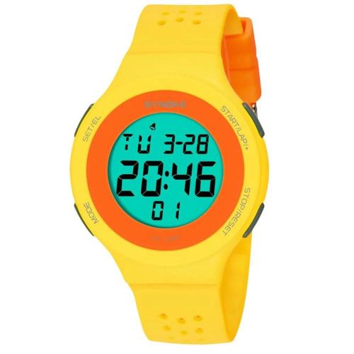 Synoke Montre Électronique Multifonctionnelle Montre-Bracelet Sport À Affichage Numérique Étanche (Jaune)