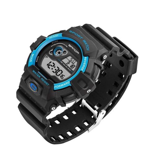Sanda Montre Électronique Multifonctionnelle Montre-Bracelet À Affichage Numérique Étanche (Noir + Bleu)