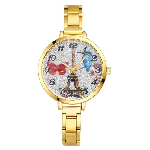 Gaiety Femmes Eiffel Serviette Cadran Fine Alliage Bracelet Quartz Montre Analogique Robe Montre-Bracelet (Or)