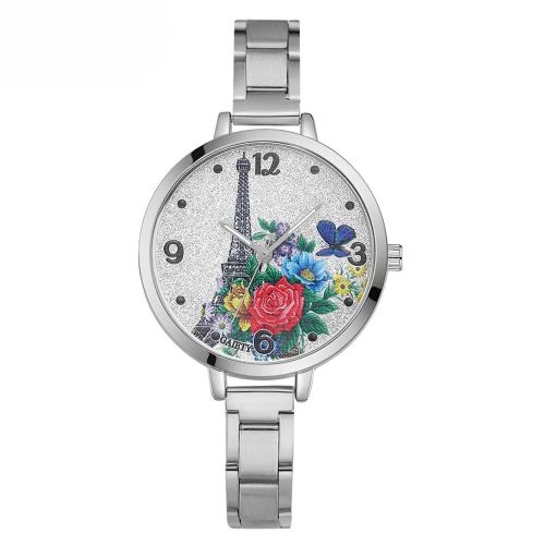 Gaiety Femmes Tour Eiffel Motif Fine Alliage Bracelet Quartz Montre Analogique Montre-Bracelet (Argent)