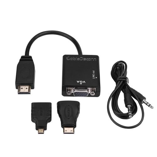 CâbleDeconn HDMI + Mini HDMI + Micro HDMI 3 en 1 Convertisseur Mâle Vers VGA Femelle Adaptateur