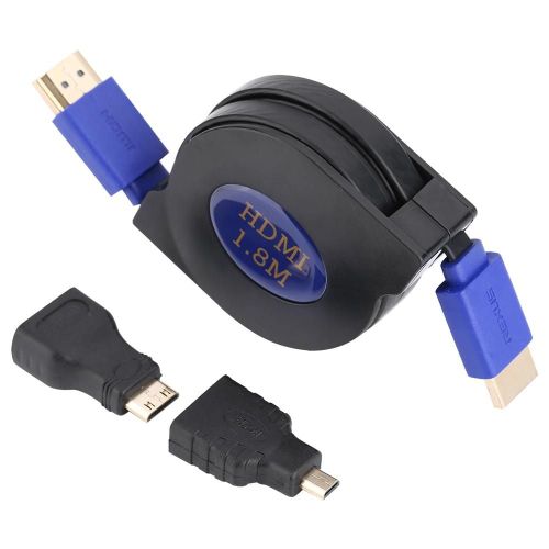 3 en 1Câble HDMI rétractable haute vitesse plus adaptateur Mini & Micro HDMI pour tablette PC TV (1,8 m)