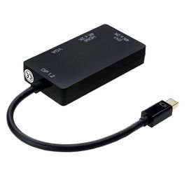 Mini DP 1.2V vers DVI VGA HDMI 4K Adaptateur Convertisseur Multifonction 3-en-1 Pour Ordinateur PC Projecteur Noir