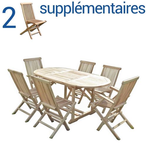 Ensemble Salon De Jardin En Teck Solo 4+2 Chaises 2 Fauteuils - Bundle Chaises