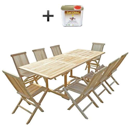 Ensemble Salon De Jardin En Teck Amara 8 Chaises - Bundle Huile