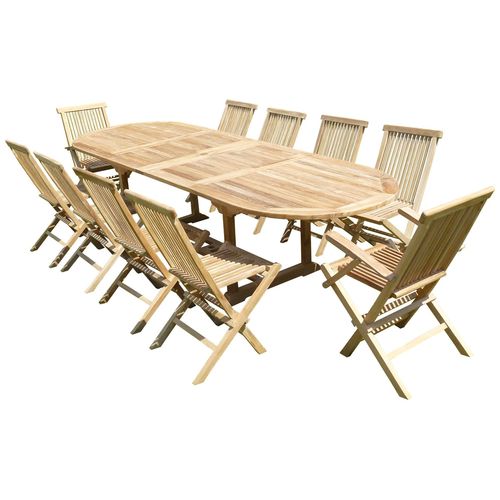 Ensemble De Jardin En Teck Premium Nayan 8 Chaises 2 Fauteuils Jenae