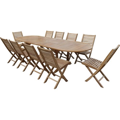 Ensemble De Jardin En Teck Premium Nila 10 Chaises Ballea