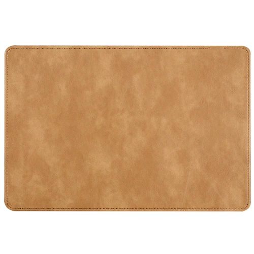 Tapis de souris de chargeur sans fil en cuir de couleur unie surfaces en douceur Tapis de bureau étanche pour ordinateurs portables PC Marron,10W
