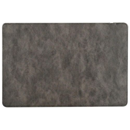 Tapis de souris de chargeur sans fil en cuir de couleur unie surfaces en douceur Tapis de bureau étanche pour ordinateurs portables PC Gris foncé,10W