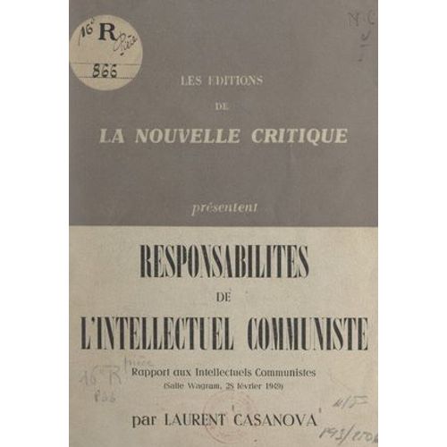 Responsabilités De L'intellectuel Communiste