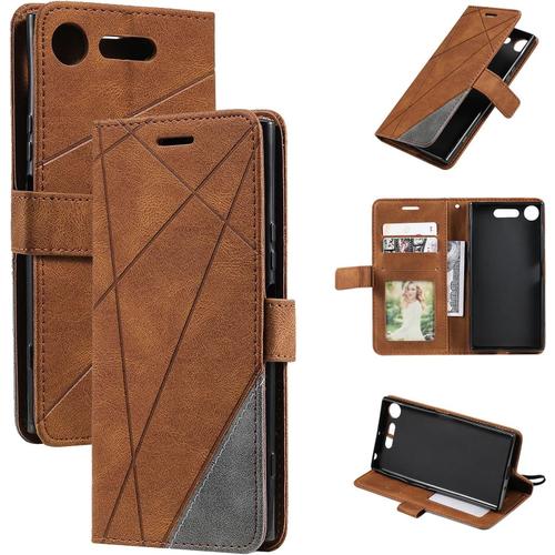 Coque Pour Sony Xperia Xz Premium Étui En Cuir,Magnétique Etui Housse Pour Sony Xperia Xz Premium G8142 G8141 G8188 Étui Téléphone Brown