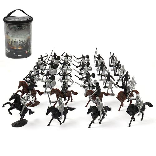 52 Pièces/Sac Cavalerie Médiévale Cheval De Guerre Soldat Modèle Soldat Romain Ancien Guerrier Médiéval Modèle Figurines