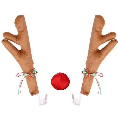 Costume De Voiture Bois De Renne De Noël Et Nez Rouge Pour Camion Décor Cadeaux Kaki