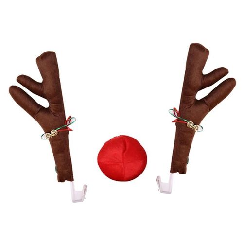 Costume De Voiture Bois De Renne De Noël Et Nez Rouge Pour Camion Décor Cadeaux Marron