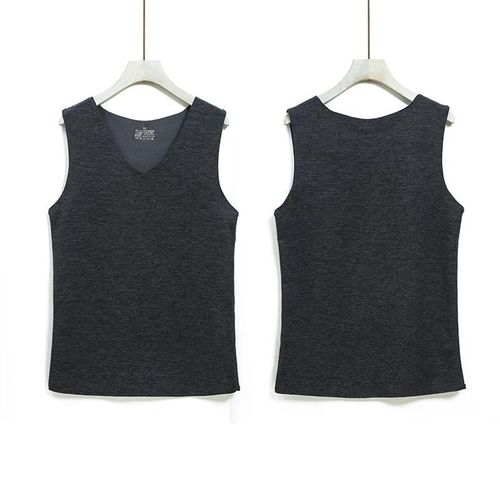 Gilet Thermique Patch En Soie Douce Débardeur Thermique Gilet Chauffant Sans Couture Léger Caraco Sans Manches Brossé Double Face Mâle Patch En Soie Gris Foncé,Hommes L Taille Recommandée 155-165 Poids 90-120 Po