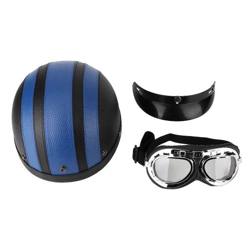 Casque De Moto Hommes Femmes Pare-Soleil Avec Lunettes Rh-A0318 Garder Au Chaudnoir + Bleu Taille Libre