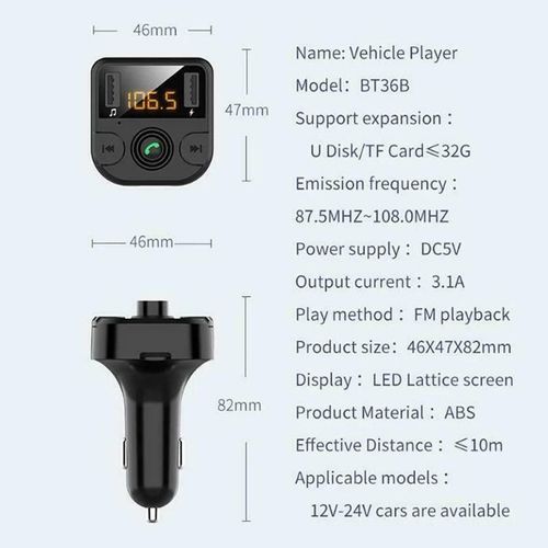 2.1a 1a Dual-Usb Chargeur De Voiture Bluetooth 5.0 Kit De Voiture Transmetteur Fm Sans Fil Lecture De Musique Appels Mains Libres Nouveau