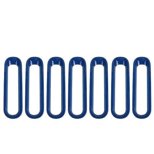 7pcs Extérieur Voiture Extérieur Lèvres Avant Grille De Remplacement Fit Pour Jeep Wrangler Jk 07-17 (Bleu)