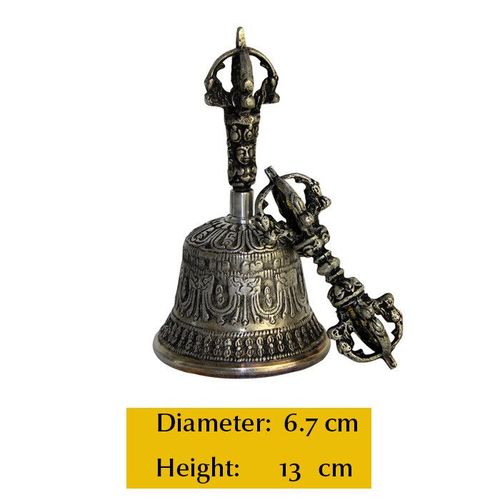 Cloche De Méditation Bouddhiste Tibétaine Et Ensemble Dorje,Cloches D'appel À Main Polyvalentes Extra Fortes - Type Silver Small