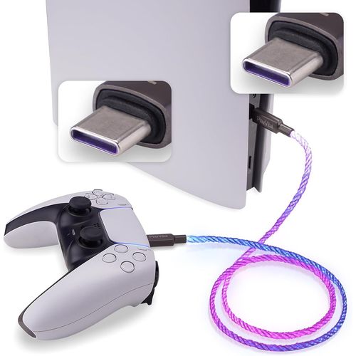Shiba-Playvital Câble Pour Ps5 Manette,Led Accessoires Chargeur Pour Xbox Core/Elite Series 2/Switch Pro Controller Pour Ps5 Edge-[9