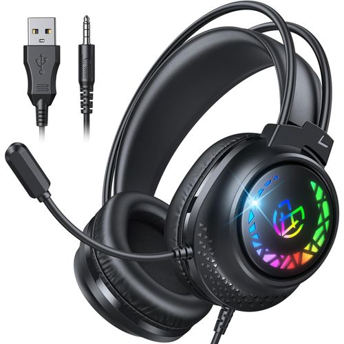 Shiba-Casque Gaming Pour Ps5 Pc Ps4, Casque Gamer Super-Léger 285g Avec Microphone, Haut-Parleurs De 50mm, Bass Profondes, Lumière[3