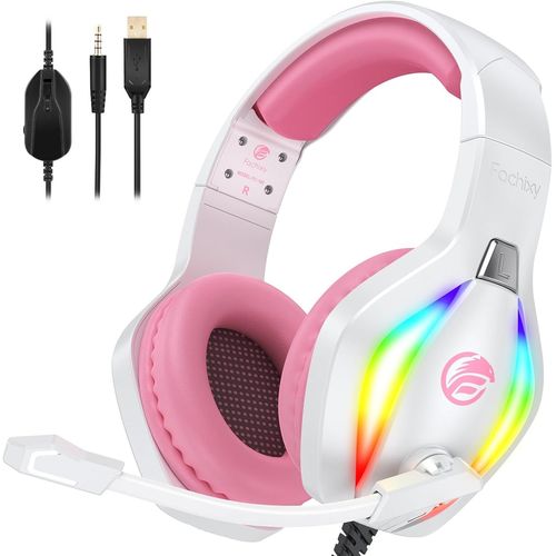 Shiba-Fc100 Casque Gaming Pour Pc, Ps4, Ps5, Xbox, Mac, Nintendo Switch, Casque Gamer Ps4 Avec Lumière Rvb, Casque Ps5 Avec Micro,[1