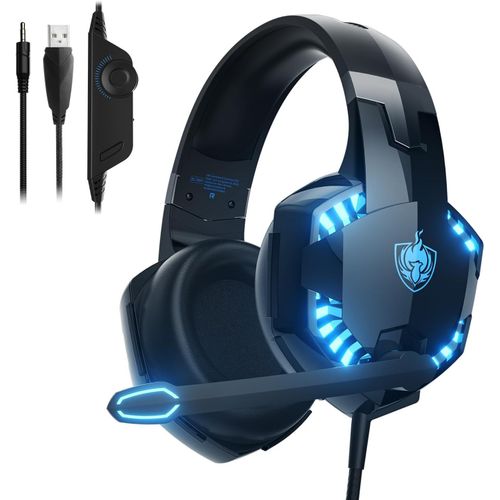 Shiba-Casque Gaming Pour Ps4/Ps5/Xbox One/Switch/Pc, Pilote 50mm Avec Son Surround 3d Bass, Micro Antibruit Réglable, Lumière Led[14