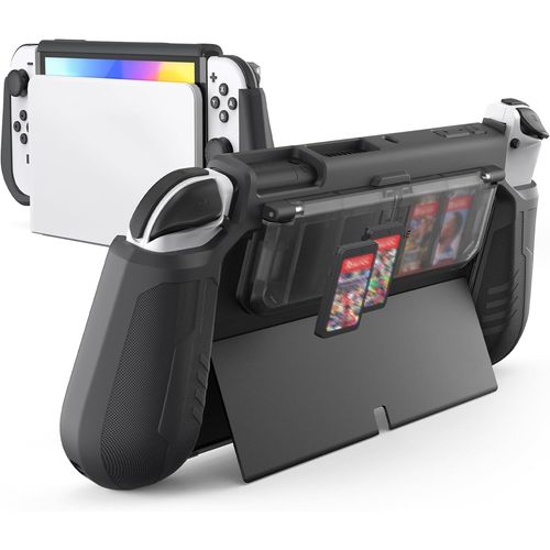 Shiba-Dockable Coque Compatible Avec Nintendo Switch Oled Modèle 2021, Avec Porte-Cartes De Jeu Flip Design, Coque Ergonomique Con[2