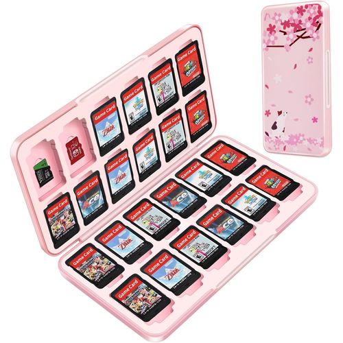 Shiba-Mignon Rose Boite De Rangement Jeux Switch Pour Nintendo Switch,Étui De Rangement Pour Carte De Jeu Portable Avec 24 Emplace[1