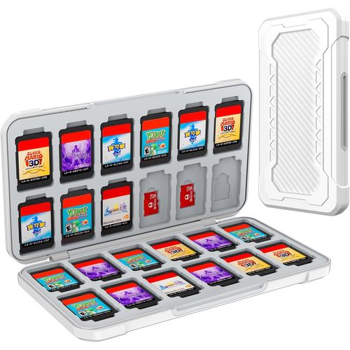 Shiba-Rangement Jeux Switch Pour Nintendo Switch/Lite/Oled,Support De Stockage De Mémoire En Design En Fibre De Carbone Blanc Avec[1