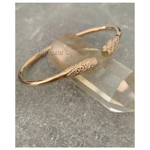 Bracelet Jonc Ouvert Esclave Grande Taille En Plaqué Or 750/1000 Poinçonné
