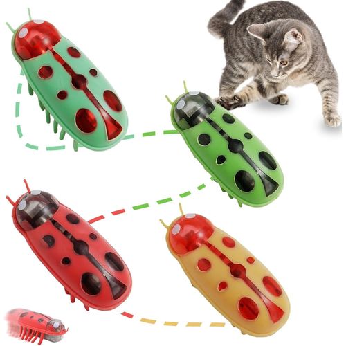 Shiba-Mini Jouet Pour Chat Coccinelle, 4 Pièces Mini Robot Électrique Coccinelle, Mini Coccinelle Électronique Jouet, Mini Coccine[8