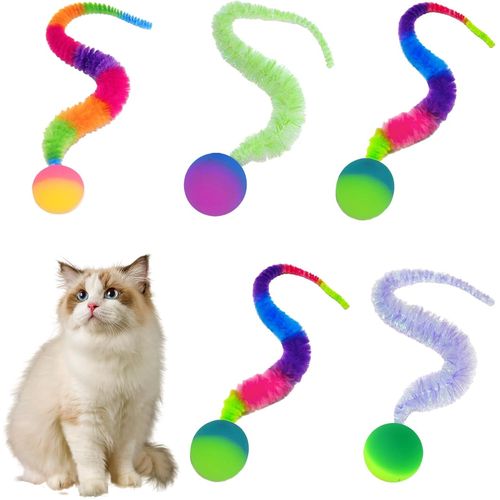 Shiba-Lot De 5 Balles Pour Chat ¿ Jouets Interactifs Pour Chats D'intérieur Adultes, Baguette Pour Chat, Balle Rebondissante, Joue[1